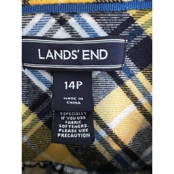 Land's End Women's Flannel Shirt SIze 14P, Navy & Yellow - U of Michigan Colors - Picture 4 of 9